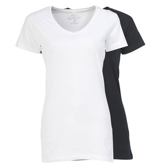 Dames T-shirt V hals met logo borduring