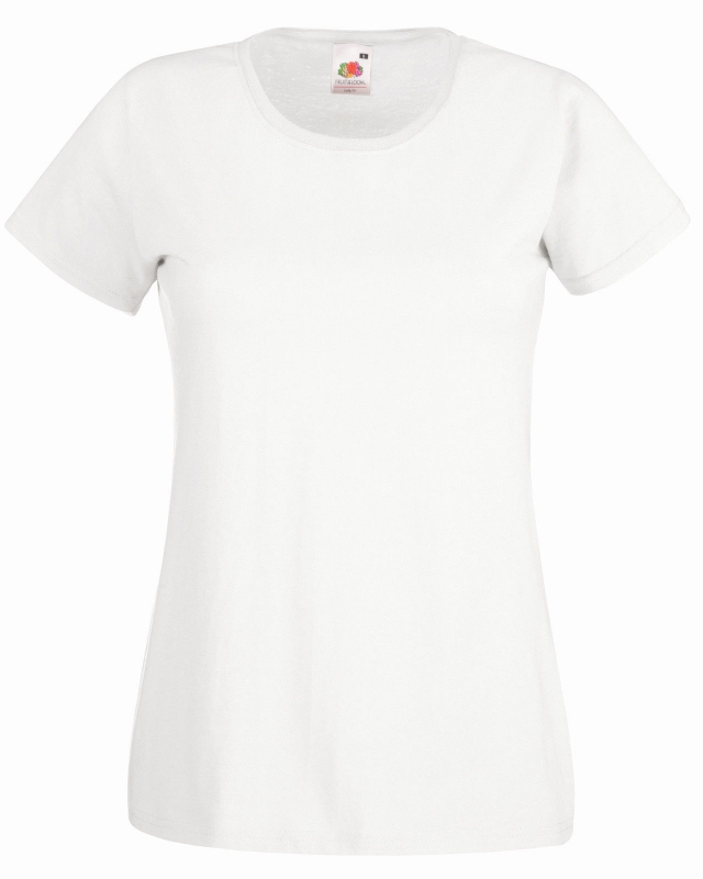 Dames T-shirt borst logo/ontwerp.  Fruit of the Loom